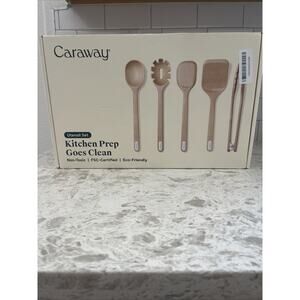 Caraway Kitchen Prep Goes Clean Utensil Set KW-USET-101 Wooden 5 Piece Set NEW!